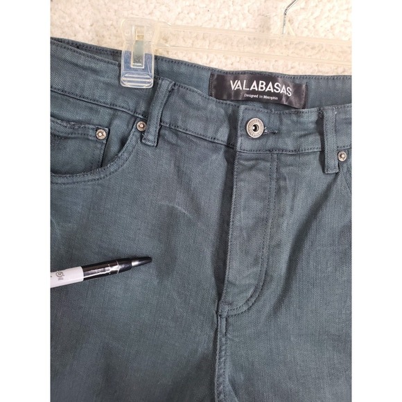 Valabasas Jeans Mens 38 Gray Blue Buttonfly Distressed Ripped Tapered (35x33) - Picture 8 of 13